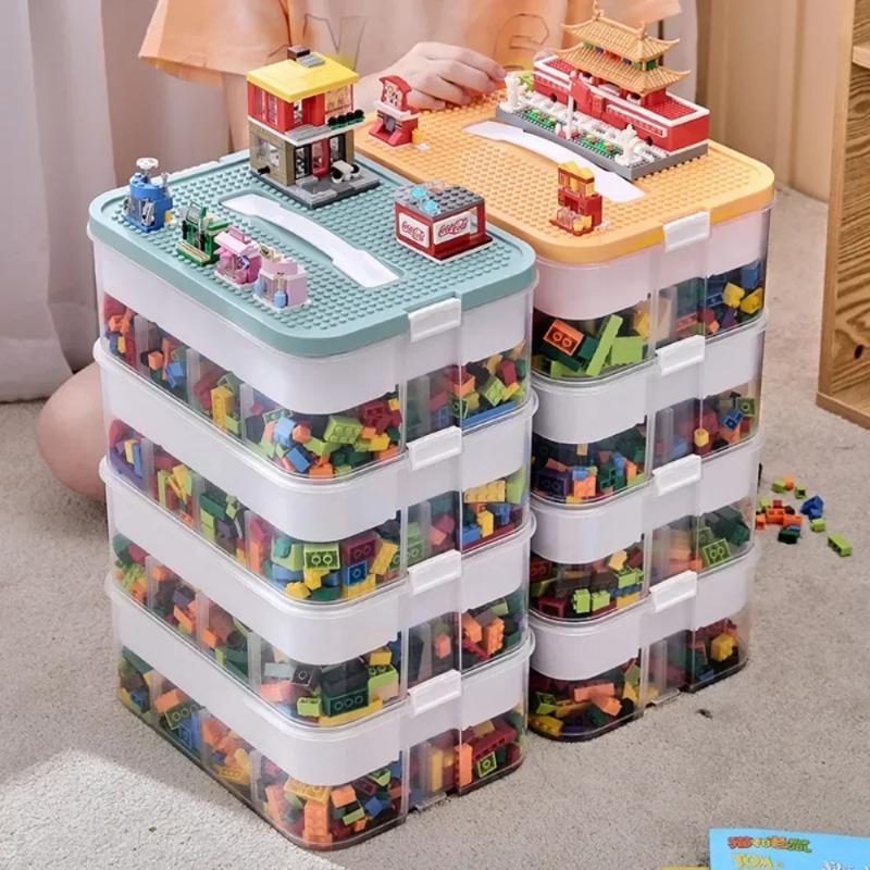 Kids LegoClassified storage Stackable Building Block Storage Box Transparent Dustproof Moisture-proof Plastic Storage Boxes