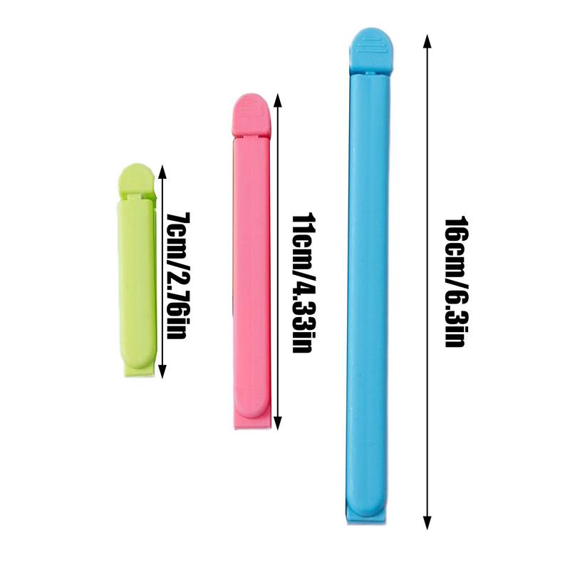 12 Stück Plastikbeutelklammern 3 Größen Lebensmittelverschlussstäbchen Küche Lebensmittel Snack Griff Organizer Beutelverschlussklemme Feuchtigkeitsgeschützte Aufbewahrungsklemme