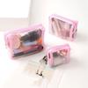 Large Capacity Transparent Makeup Bag Zipper Handheld Makeup Pouch for 3Pcs/Set Girls