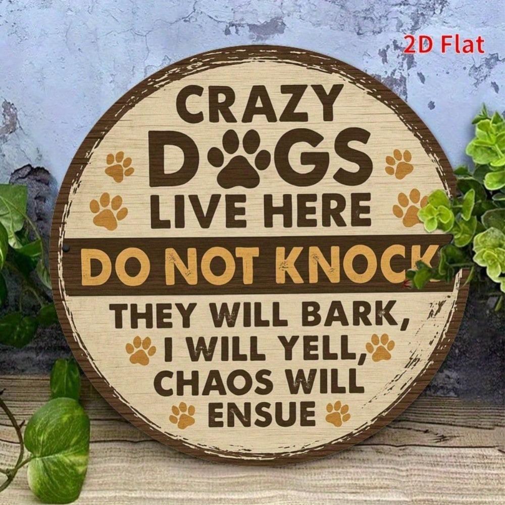 Vintage Funny Dog Metal Sign 8x8 Inch Humorous Pet Wall Art Indoor Outdoor Durable Decor Gift for Dog Lovers Home Room Bathroom Halloween Decor