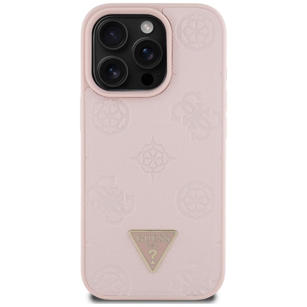 Etui Guess Grained Hot Stamp Peony       Triangle Logo Magsafe Do Iphone 16 Pro Różowy