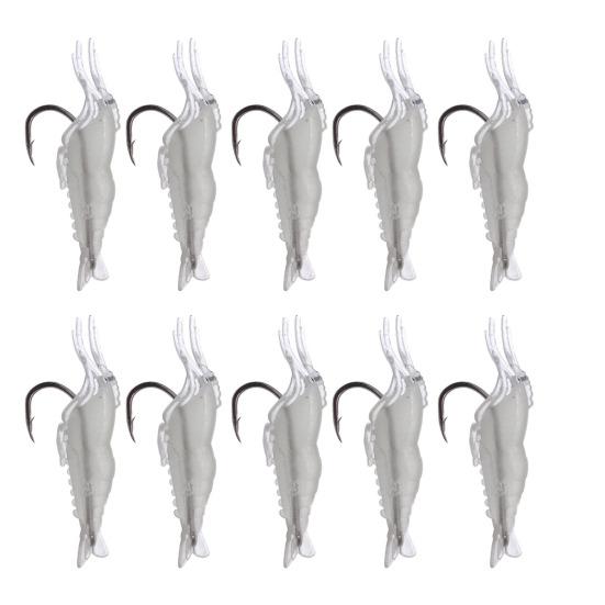 

10Pcs 4CM Soft Shrimp Bait with Barb Hook Glow-in-the-Dark Bionic Artificial Lure Saltwater Freshwater Bass Walleye Trout Fishing Accessories