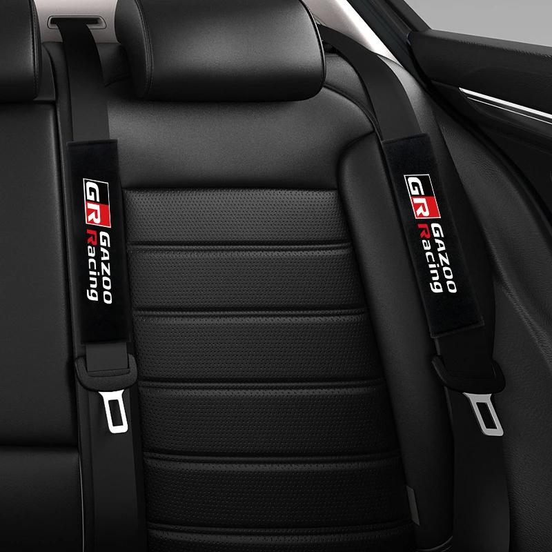 2Pcs Car Seat Belt Cover Suede Fluff Breathable Protection Pad For GR Sport Gazoo Racing C-HR RAV4 Mirai Avensis Prado