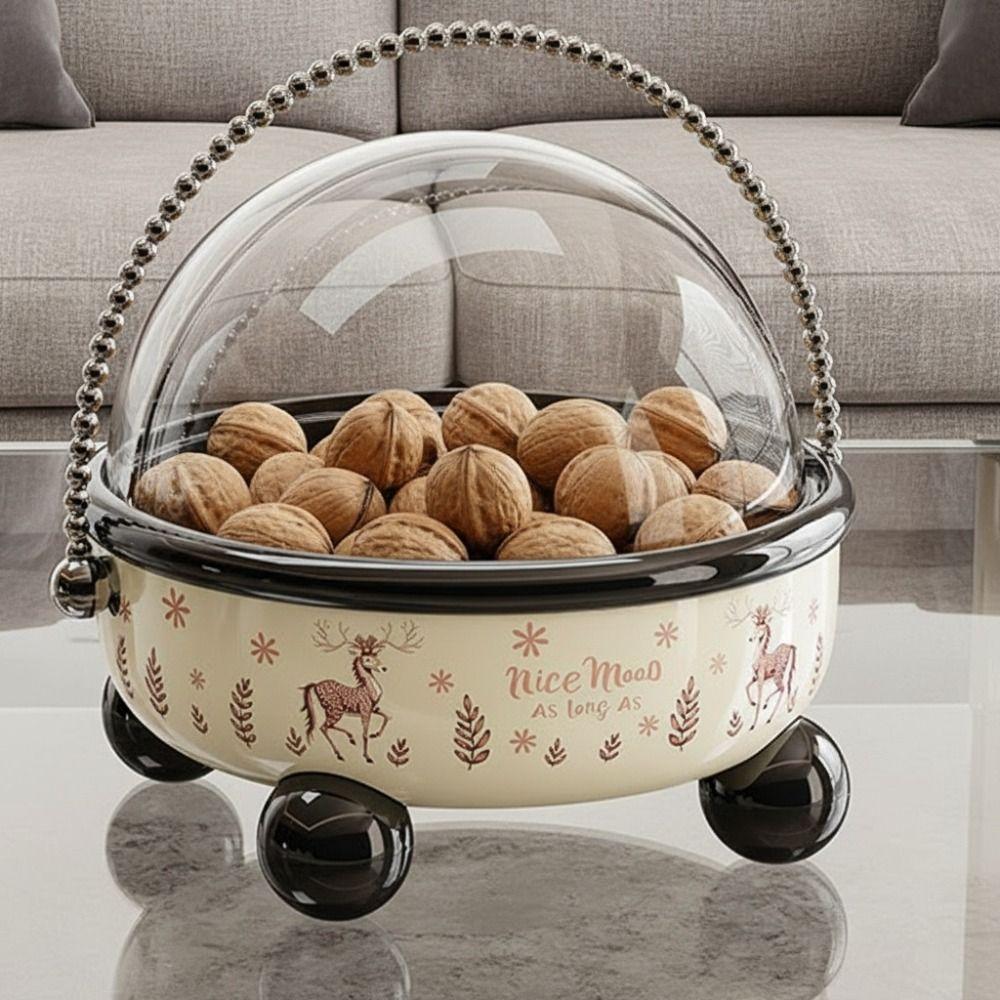 Flip Cover Table Fruit Tray High Feet Snack Tray Kitchen Tableware Fruit Bowl  Living Room