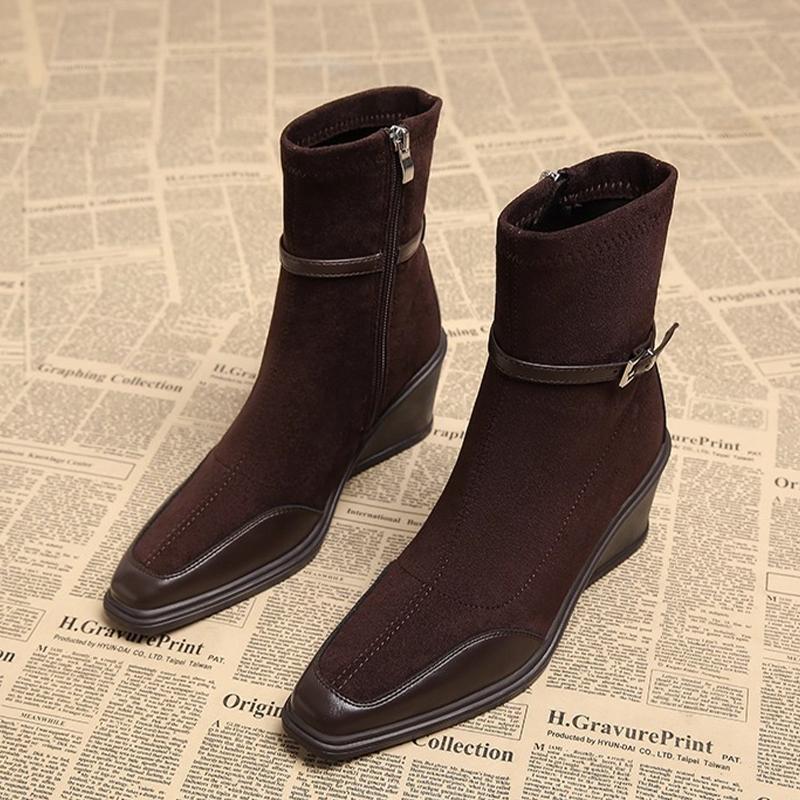 Wedges Enkellaarsjes voor Dames Designer Hakken Schoenen Wintermode Chelsea Boots Nieuw Wandelen Elegant Jurk Feest Mujer Botas