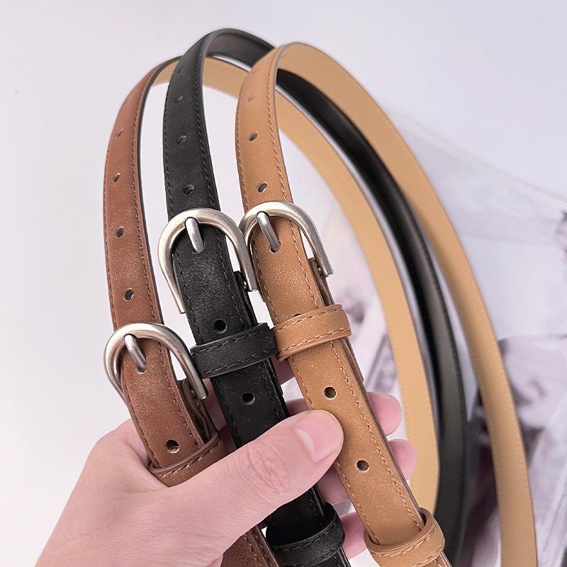 Retro Matte Cowhide Leather Women's Genuine Leather Belt Casual Pants Jeans High-end Women's Korean Style Fashion Pin Buckle Belt