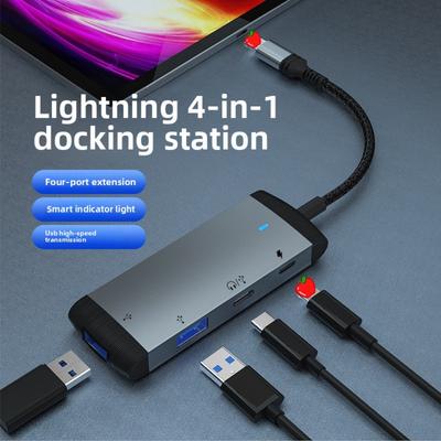 4-in-1 Lightning Dock für Geräte USB 3.0-Anschluss Schnellladung Audioausgang Datensynchronisations-Hub