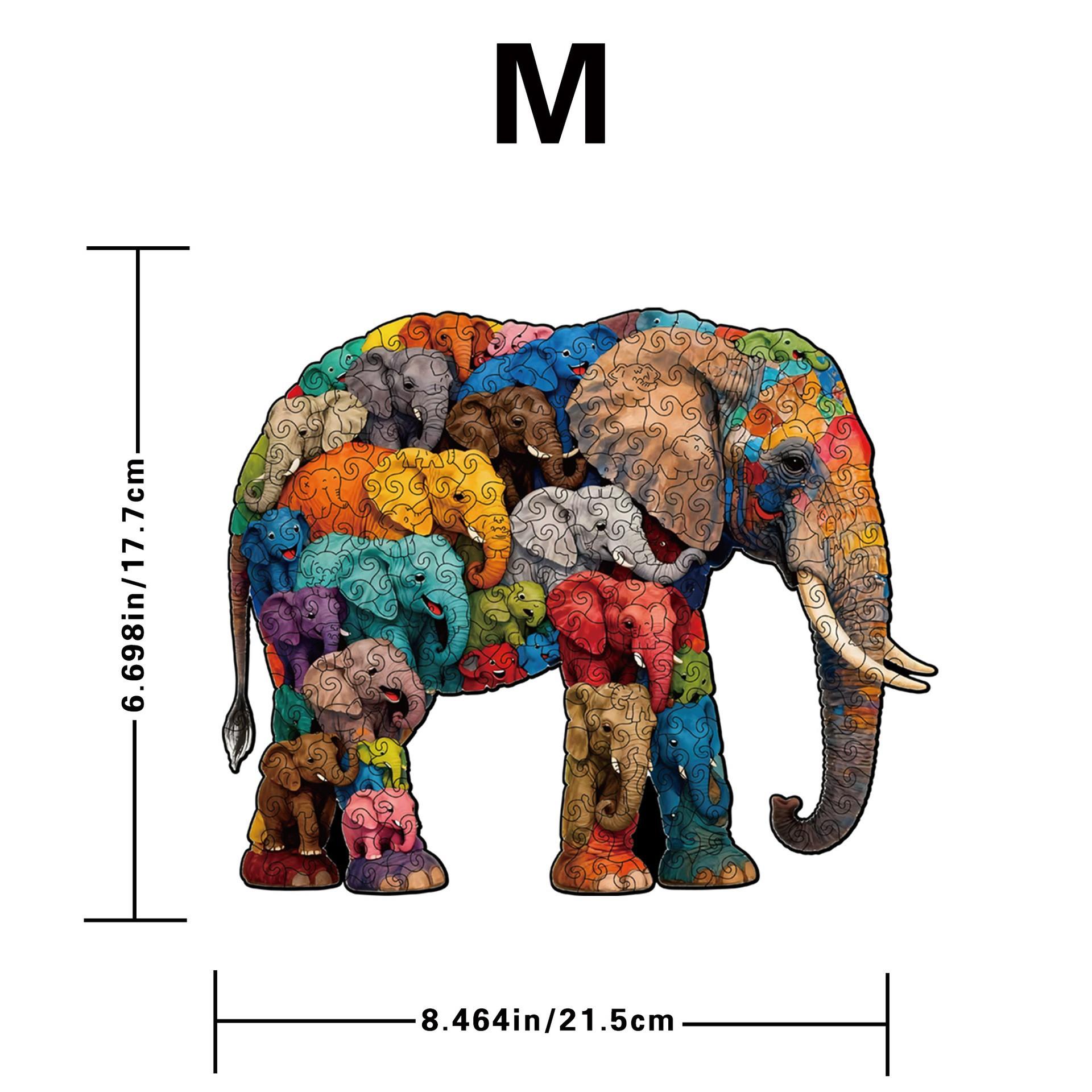 Elephant Puzzle Wooden Special-Shaped Splicing Toy Toy Piggy Bank Original Decompression Puzzle