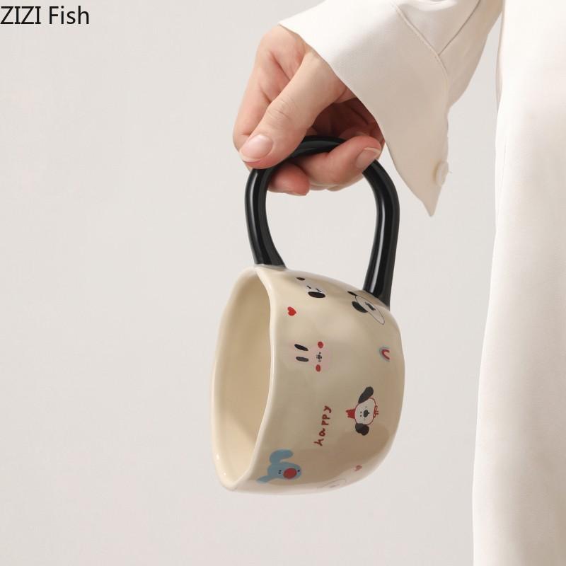 Tazza Grande Capacità 340ml Tazza da Acqua in Ceramica da Ufficio Coppia Tazza da Tè Pomeridiano Latte Caffè Set da Bere Europeo per la Casa Regalo di Vacanza