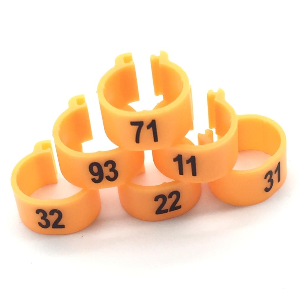 1Pack/100Pcs Digital Plastic Birds Clip Foot Rings Inner Diameter 10mm Parrot Pigeon Identification Leg Rings No.1~100 10 Colors