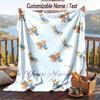 Peter Rabbit Flannel Blanket, Personalized Custom Name Text, Soft Warm Plush Throw Blanket For Gift