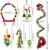 Birds Swing Toys, Parrots Chewing Hanging Perches with Bells Toys for Love Birds Budgie Macaws Cockatiels Parakeets African Grey
