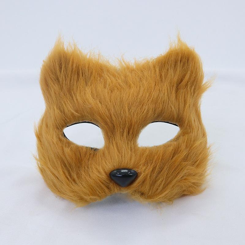 Halloween half face plush fox cute cat mask orgy masquerade party facial decoration fun