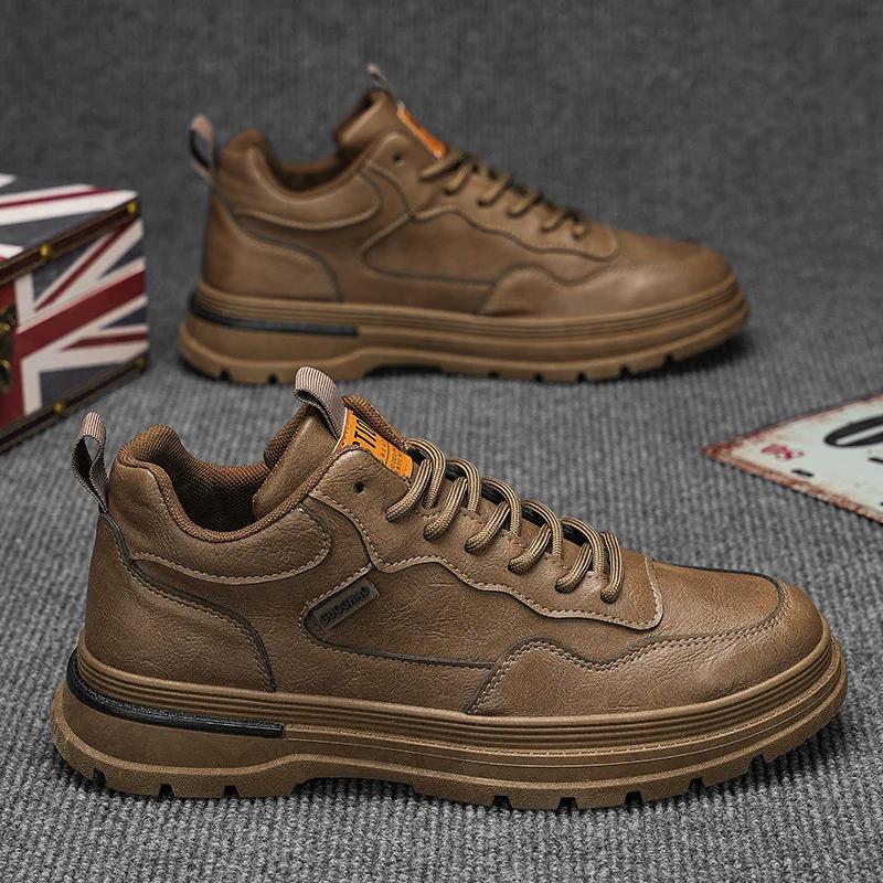 

Модная мужская обувь из искусственной кожи, повседневная обувь для мужчин, модные кроссовки на платформе, однотонные коричневые мужские туфли для ходьбы, мужские ботильоны 2025 44 хаки