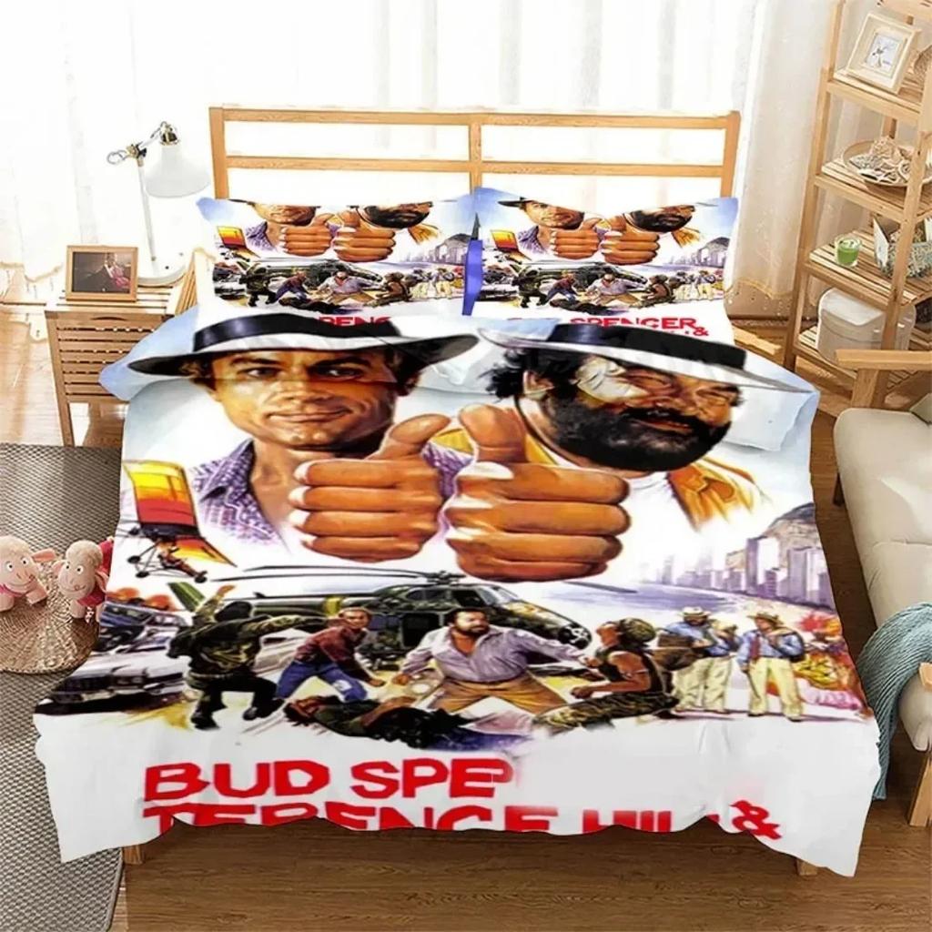 3D-gedrucktes Filmstar-Bettwäscheset Bud S-Spencer T-Terence Hill Bettwäscheset Bettbezüge Kissenbezüge Tagesdecke Bettwäscheset