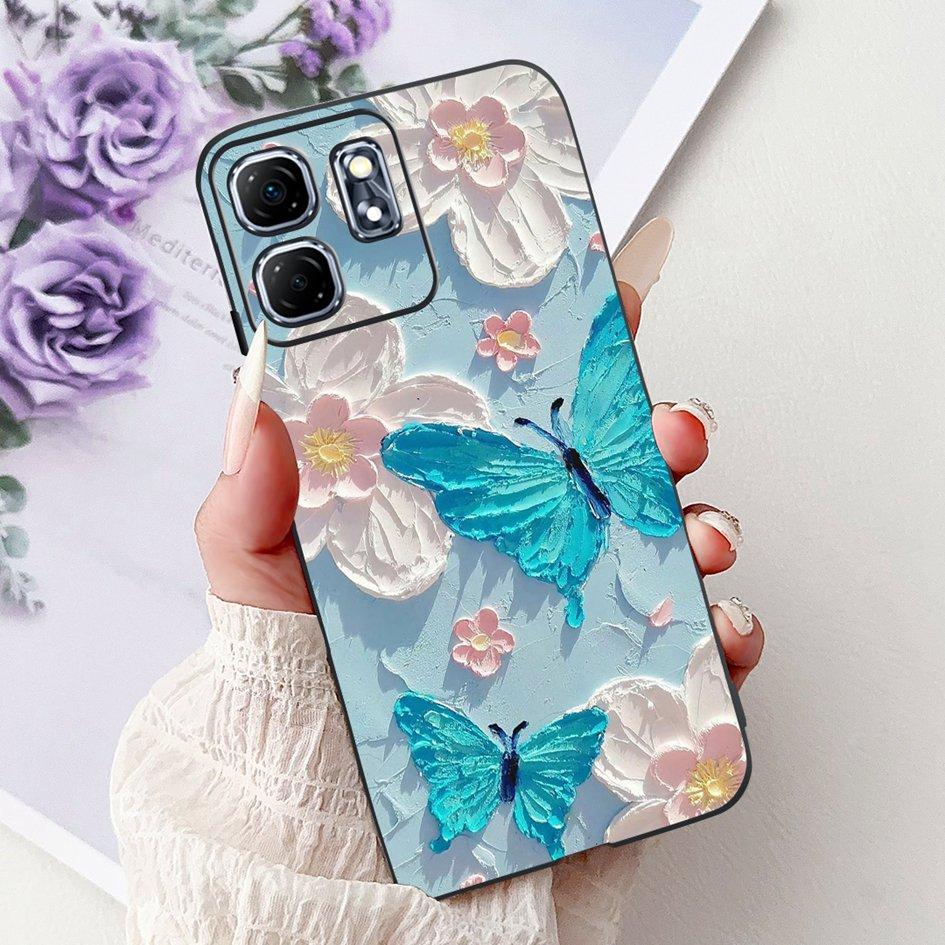 For Infinix Hot 50i Case X6531 New Fashion Flower Love Heart Pattern Soft Silicone Cover For Infinix Smart 9 Smart9 X6532 Bumper