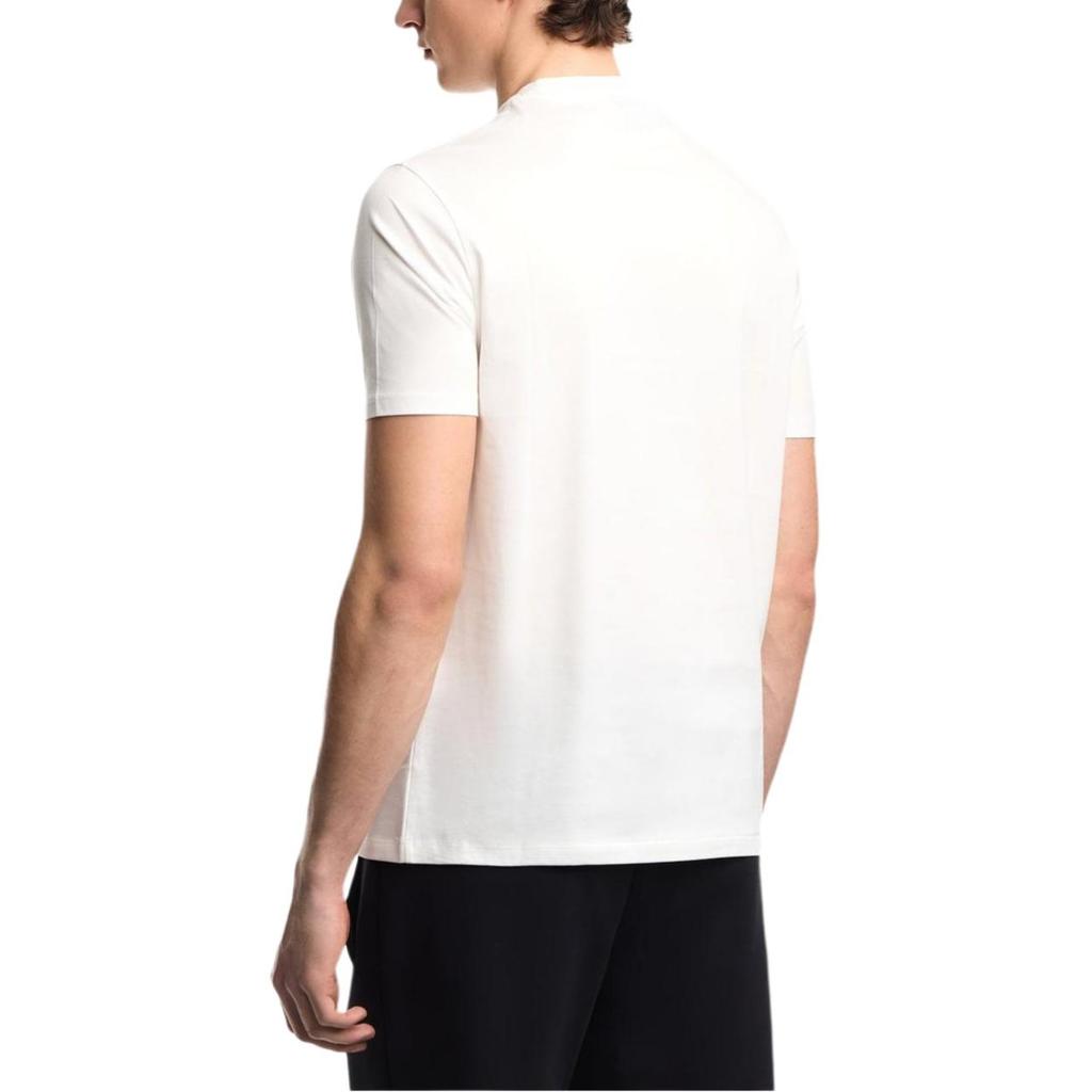 Emporio Armani Cotton Loose Fit Short Sleeve Round Neck Solid Color Jacquard T-Shirt Men T-Shirts White EM003011-AF10762-F0135