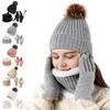 Soft Fleece Winter Gift Set Hat Neck Warmer Gloves Set, Knitted Beanies with Pompom, Touch Screen Gloves, Lined Knit for Men Women Cold Weather