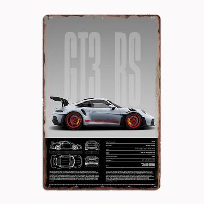 P911 GT3 RS Rest Sports Cars Metal Poster Sign Club Custom Indoor Wall Tin Sign Room Decor Home Decor