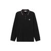 FW22 Unifarbenes Polohemd mit Logo-Patch Baumwolle Langarm Herren Oberteile Schwarz H20918B7010084556999