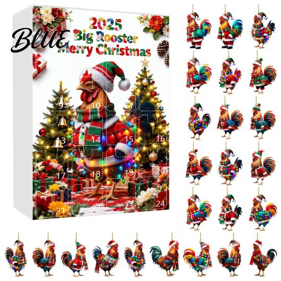 Children Christmas Calendar Windows Holiday Box Multifunctional 24-Day Countdown Chicken Advent with Easy-Open Decoration Family
