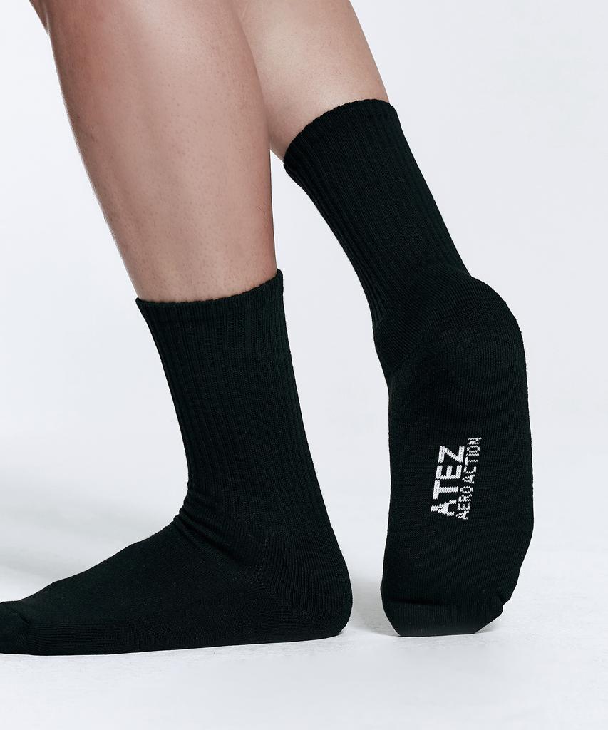 Atejeu [4-Pack] Basic Cushioning Crew Socks [2 Colors]