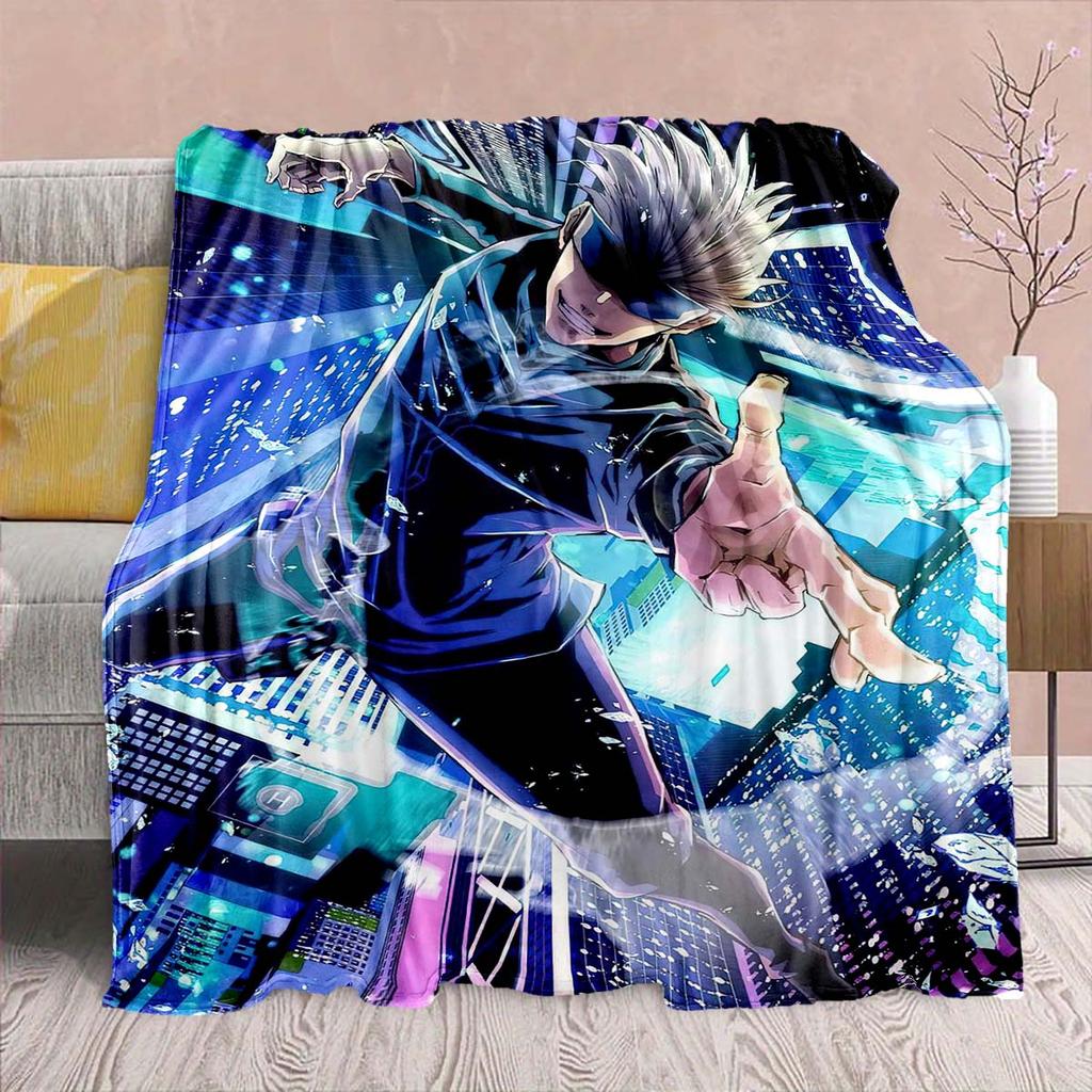 Jujutsu Kaisen Anime Flannel Blanket - Soft Warm Perfect for Sofa, Bedding Camping Travel Office Home Decor -QJY