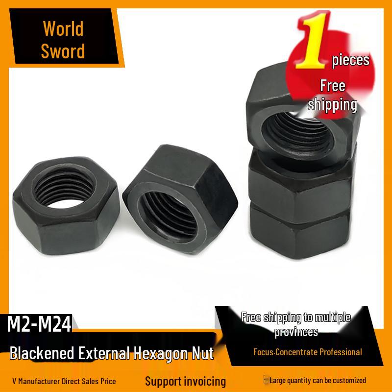 High-Strength Blackening Hex Nut GB6170 Grade 8.8 (M2, M3, M4, M5, M6, M8, M10, M12-M30) Grade 8.8