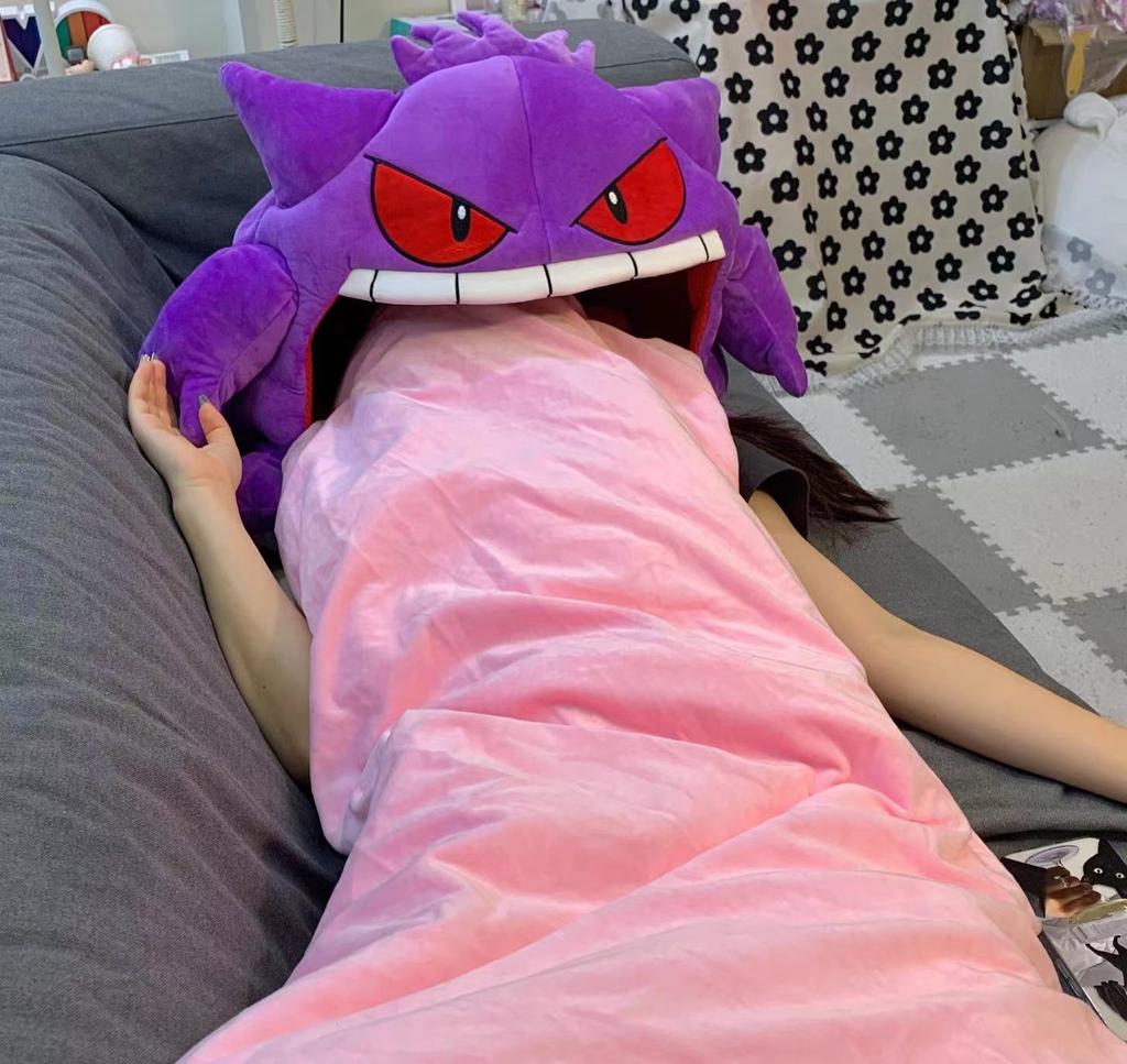 Gengar Anime Kawaii Elf Sleep Pillow, DualUse Nap Blanket & Doll – Super Soft Big Mouth Design Gift Toys