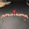 Rhinestone Leaf-Shaped Princess Crown Shiny Girls Birthday Hair Headpiece for Wedding Pageant Party Cosplay