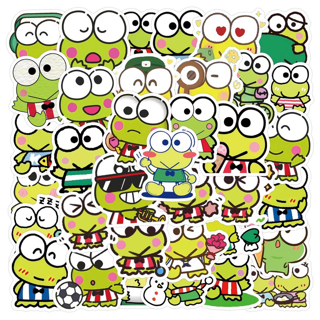 60 Cartoon Sanrio Keroppi Stickers: Waterproof Decorative Stickers for Journals, Water Bottles, and Computers