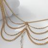 Beach Imitation Crystal Multi-Layer Fringed Chain Foot Decoration, Ethnic Style Bride Anklet With Fingers