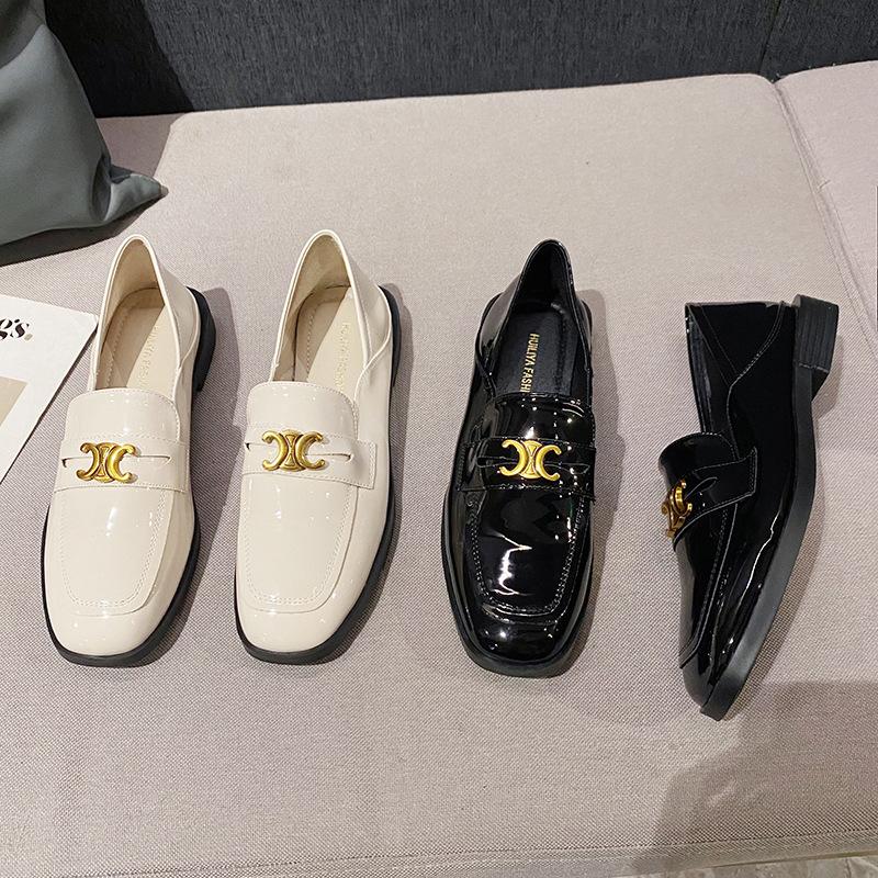 Huiliya spring and summer new fashion soft-soled loafers metal buckle British style small leather shoes low-heeled single shoes X270-2