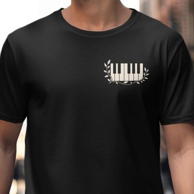Taschenklavier-Tasten Hemd, Minimalistisches Pianisten-Geschenk für Männer und Frauen, Kleiner Brustdruck Musiklehrer T-Shirt, Dezentes Klavier-T-Shirt