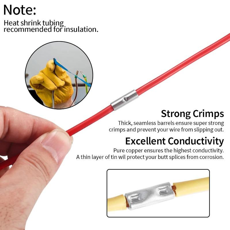 500/50 Stück Nicht isolierte Stoßverbinder 16-14 AWG Elektrische nahtlose Crimp-Terminals Blankes Kabel Batterie Lötverbinder
