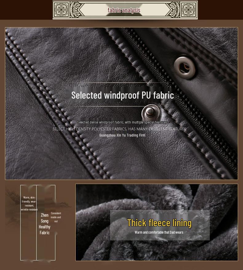 Men's Warm Leather Jacket for Middle-aged & Elderly 
