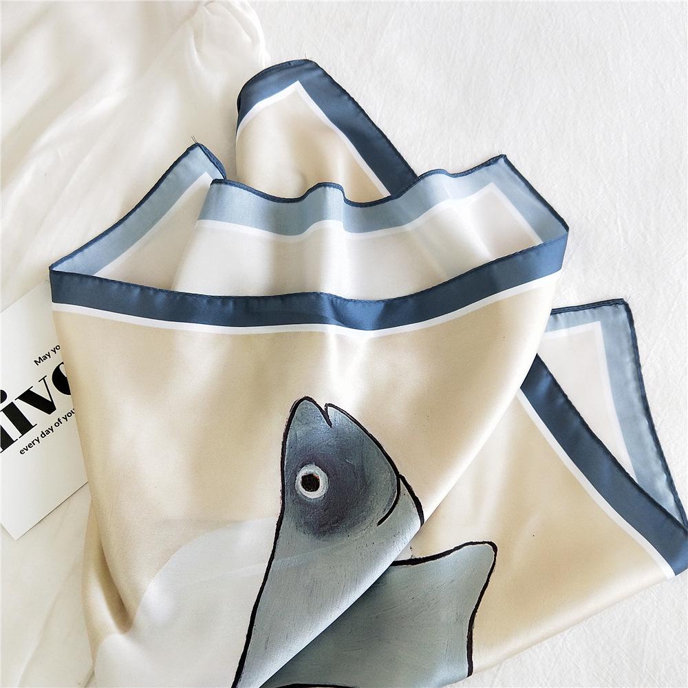53cm Silk Square Scarf for Women: Elegant Korean Design for Spring, Summer, Autumn - Fashionable Digital Print Headscarf
