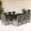 Vidaxl 9-Cz. Set di Mobili da Giardino con Cuscini, Grigio, Rattan PE
