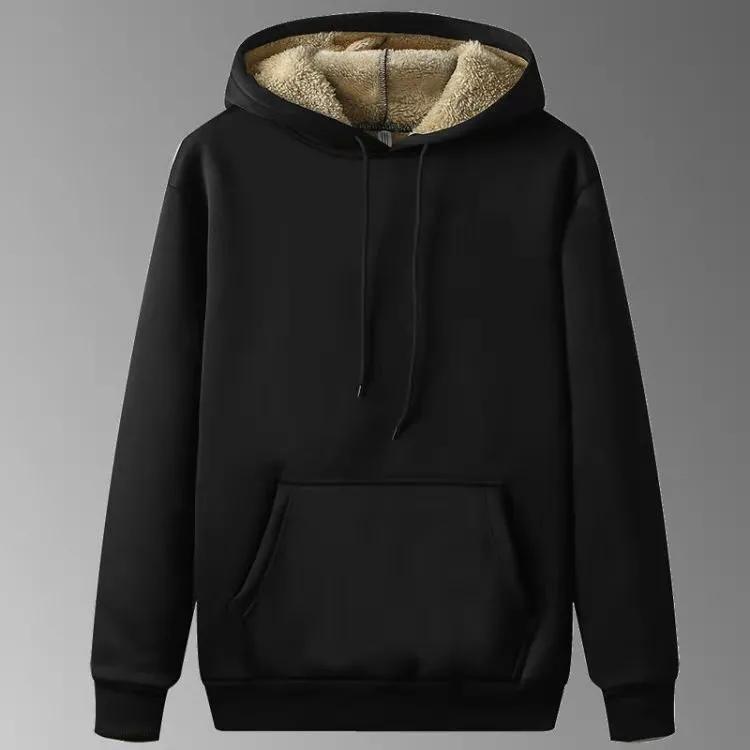 Men's Autumn/Winter Fleece-Lined Thickened Cardigan Hooded Sweatshirt + Pants Sport Suit Outdoor Casual Set