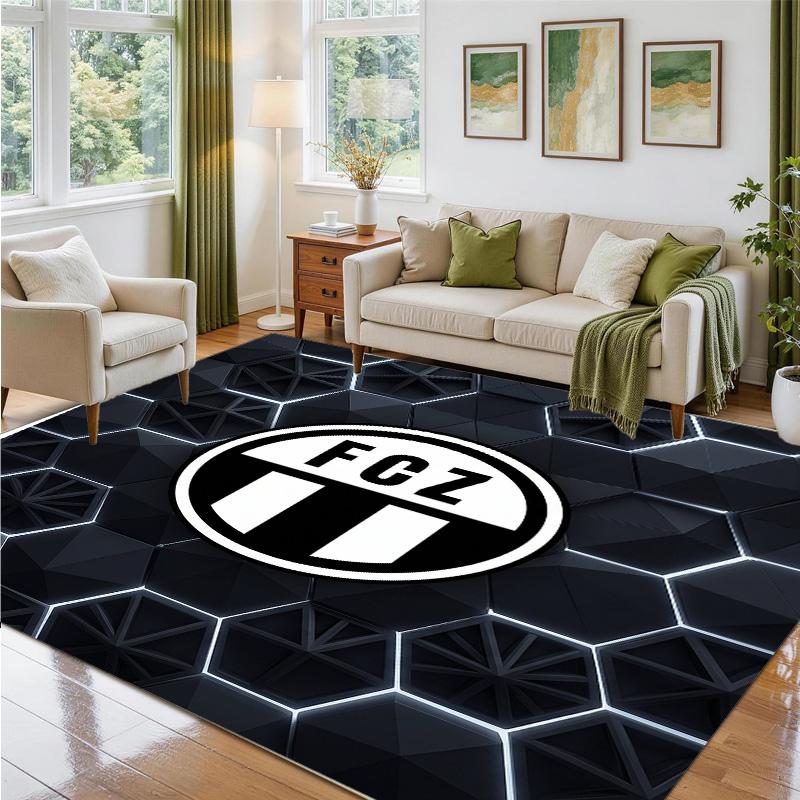 FC Zürich Design Crystal Velvet Rug Soft Decorative Mat for Bedroom Entrance