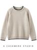 Children's Cashmere Sweater: Solid Color Girls' Knitwear & Color Block Boys' Round Neck Pullover