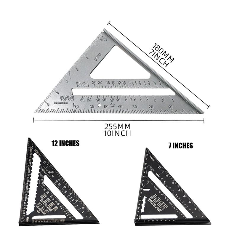 

AIRAJ 7-дюймовая металлическая треугольная линейка из алюминиевого сплава, треугольная метрическая точная утолщенная угловая линейка, инструмент для измерения в деревообработке