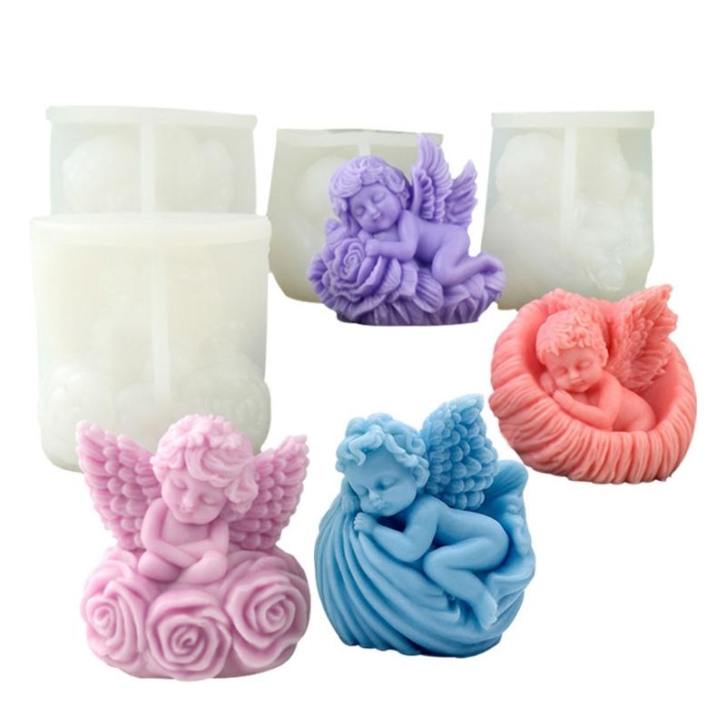 Rose Angel Baby Candle Mould Heat Resistant Silicone for Craft Handmade Candle Soap Chocolate Making