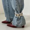 Gold Plated InS-style Imitation Pearl Beaded Jeans Chain with High-End Heart-Shaped Pendant Women's Accessories