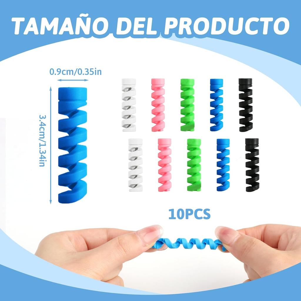 10-piece set of Type-C data cable protective cover spiral multi-function data cable anti-break identification cover multi-color