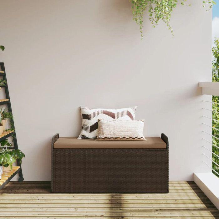 VidaXL Storage Bench and Cushion, Toy Chest, Storage Furniture, Garden Terrace Patio Organizer, Brown 365729