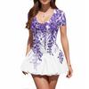 Women's Fashion Sexy Printing Short Sleeve Round Neck Bubble Hem  Dress
