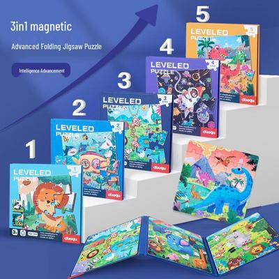 Advanced 3-in-1 Folding Magnetic Puzzle Quiet Book for Early Education