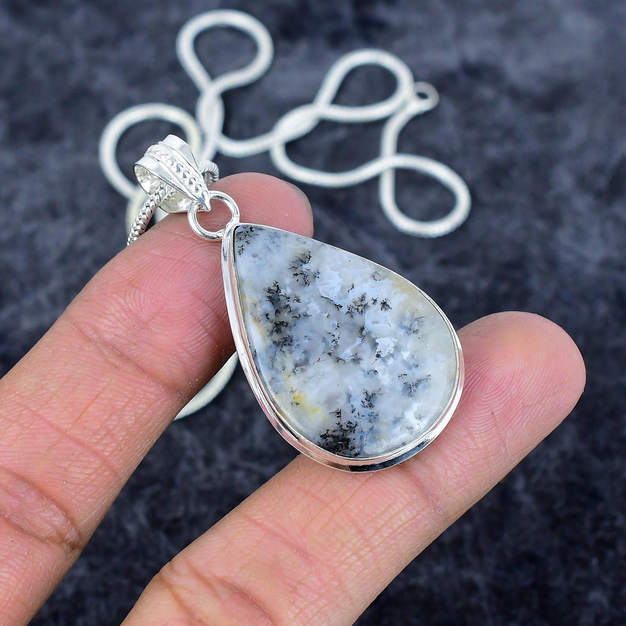 

Dendrite Opal Gemstone Handmade 925 Sterling Silver Jewelry Pendant 1.97 M-2961