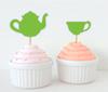 Darling Souvenir| Bridal Shower Tea Party Cupcake Topper| Birthday Dessert Decorations Tea Kettle Cup Cupcake Toppers - Pack Of
